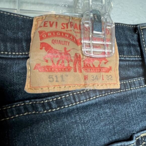 Levi's 511 Dk Wash Jeans Denim Slim Straight Size 34/32 - Picture 5 of 12
